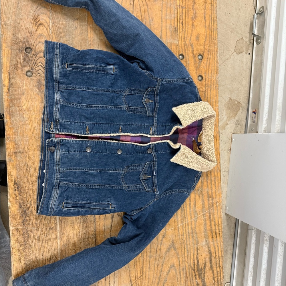 Wrangler Blue Jean Jacket with Cream Collar